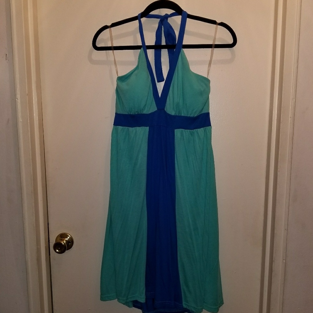 Royal Blue and Seafoam Green Color Blocked Dress